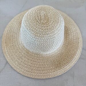 Janie & Jack Toddler Straw Sun Hat Cream Gold Thread Detail | Size 12–24M